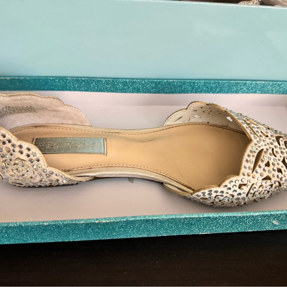 Betsey Johnson Ivory Crystal-Embellished Lucy Flats - Picture 5 of 7